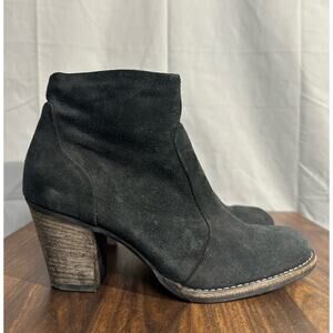 Paul Green Boots Womens US 6.5 Black Suede Ankle Booties Block Heel Zip Comfort